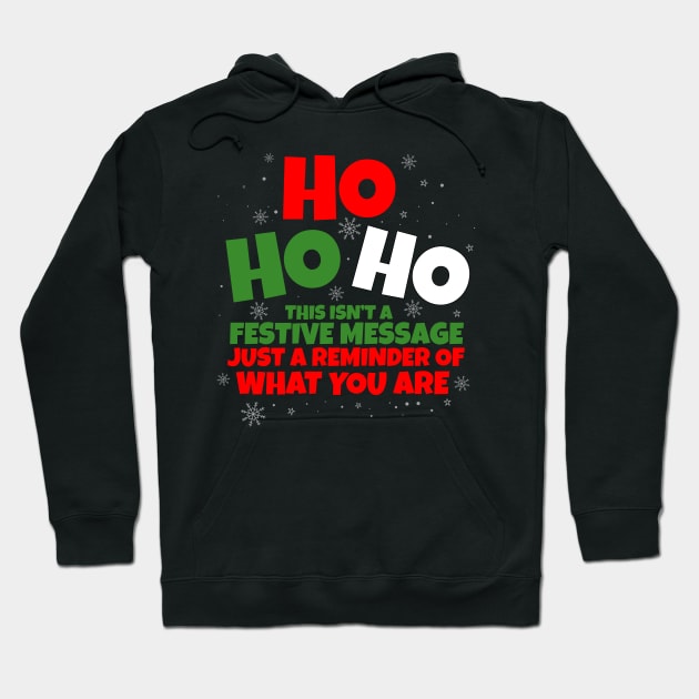 Ho Ho Ho Funny Naughty Christmas Cheer Hoodie by screamingfool